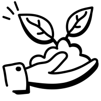 pictogramme d'une main tenant une pousse de plante